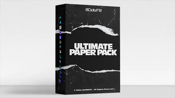 200+粗糙复古纸张撕裂拼贴纹理叠加涂鸦动画转场过渡元素4K视频素材+PR/FCPX/达芬奇模板 Acidbite – Ultimate Paper Pack