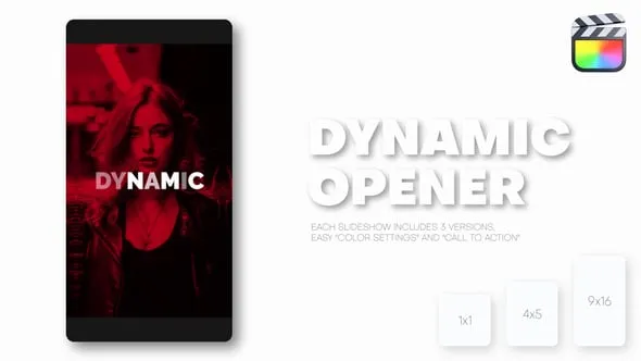 现代时尚动感节奏快闪图文介绍竖屏片头动画FCPX插件(含模板音乐) Vertical Dynamic Slideshow – Reels, Post, Shorts