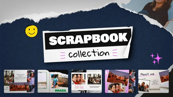 73个创意复古趣味手绘标签贴纸剪贴画翻阅动画FCPX插件 PremiumVFX – Scrapbook Collection 汉化版