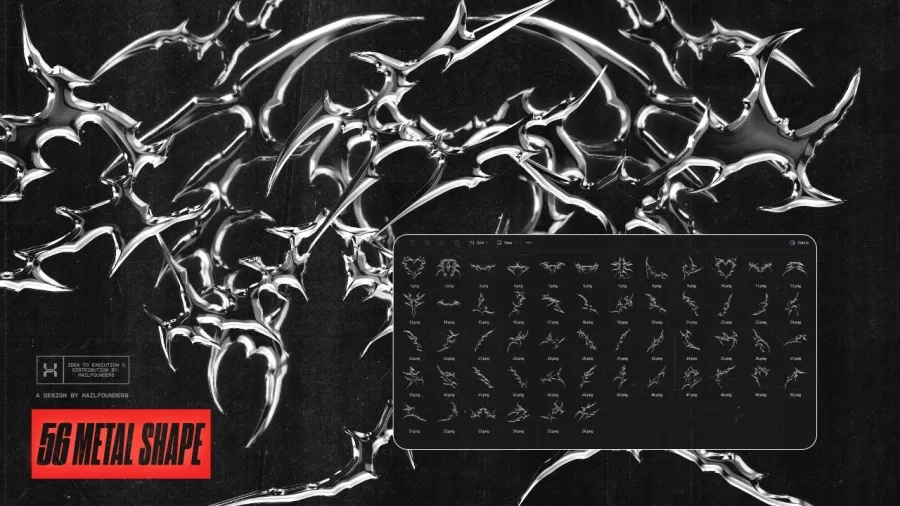 56张金属镀铬光泽纹理抽象怪异创意图形图片素材 56 Metal Shape