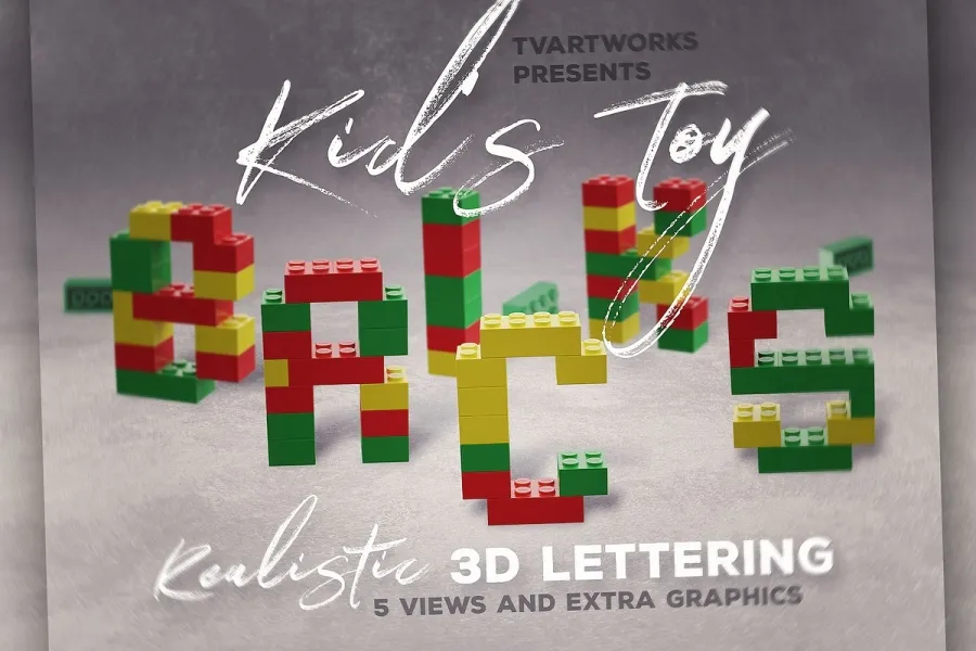 43个3D乐高积木玩具组合字母数字符号PNG图片素材 Toy Bricks 3D Lettering
