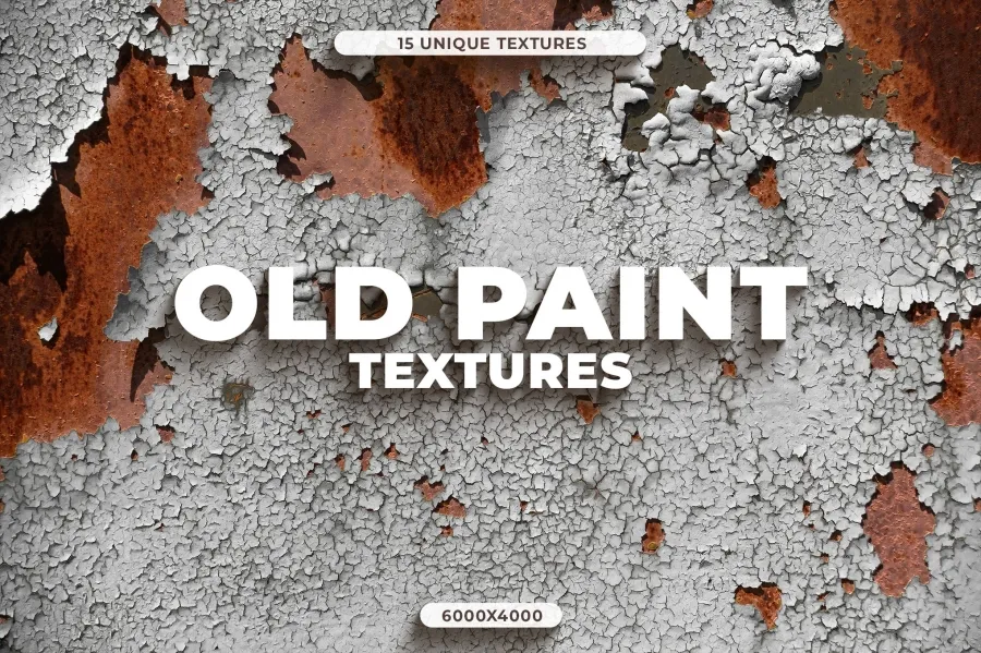 15张高分辨率干裂油漆风化碎片铁锈背景纹理图片素材 15 Old Paint Textures