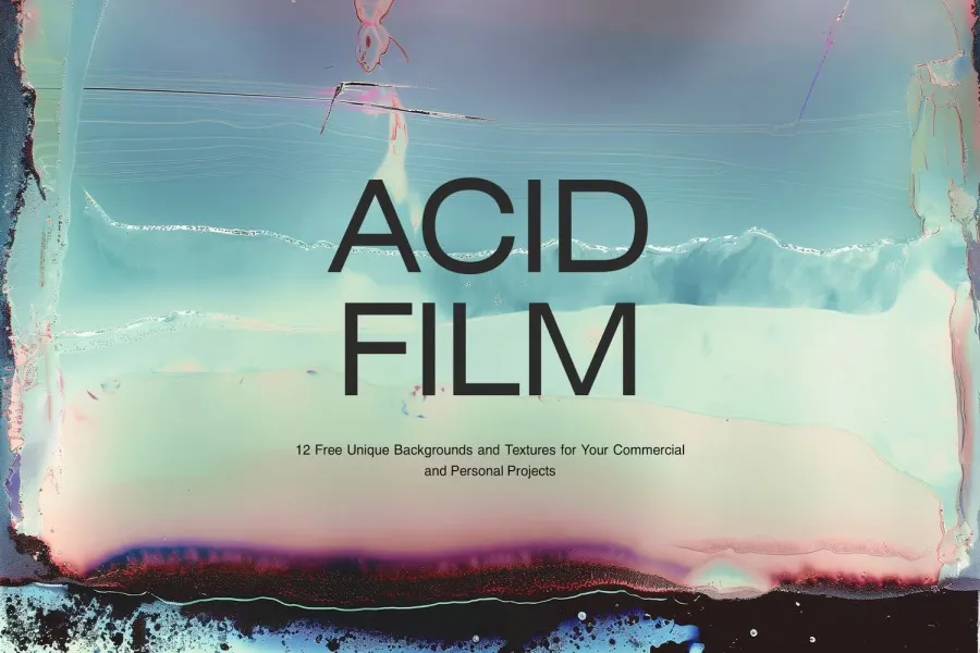 12张复古酸性艺术胶片磨损透明纹理肌理背景设计图片素材 NKate – Acid Film Backgrounds & Textures