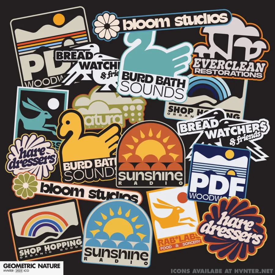 100款自然主题动植物生态元素简洁图形矢量素材 HVNTER – Geometric Nature